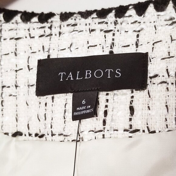 NEW Talbots Women's 6 Tipped Tweed Blazer Jacket Textured Classic Quiet Luxury - Picture 10 of 16